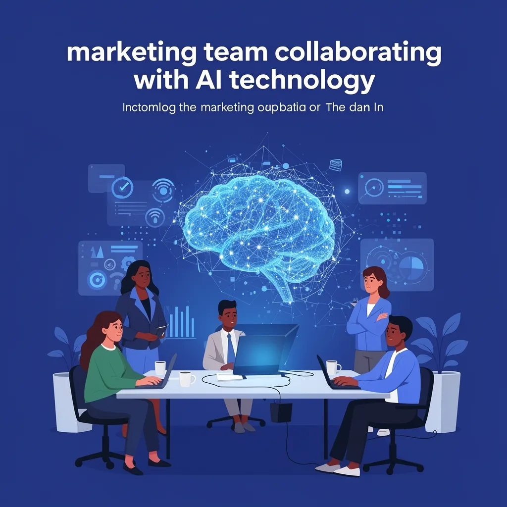 marketing team collaborating with AI technology